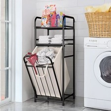Multi-Functional Metal Laundry Bin Hamper Basket Tilt Pull Out Basket Storage