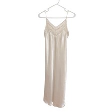 Victoria Secret Ivory Satin Slip Dress Lace Y2K Coquette Midi Vtg Gold Label M