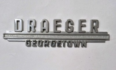 VTG Draeger Ford Georgetown Tx  Metal Dealer Badge Emblem Tag  Ship Nameplate 