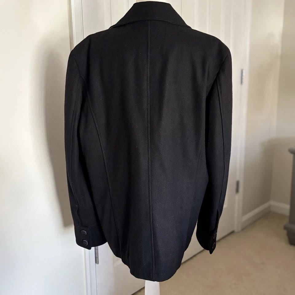 Black Rivet Men Double Breasted Pea Coat Black Wool Blend XL - Image 3 of 4