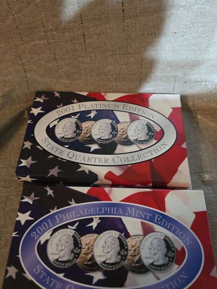 4 sets of 2001 Denver Mint Edition State Quater Collections P&D COA Box - Image 3 of 4