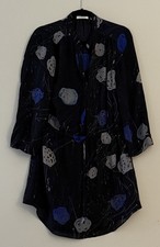 Aritzia Babaton Women’s 100% Silk Bennett Black Blue Patterned Mini Dress Medium