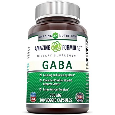 Amazing Nutrition Formulas Gaba 750 Mg 100 Veggie Capsules Dietary Tea