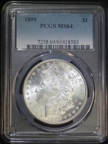 1899 P Morgan Silver Dollar PCGS MS64 Lustrous Well Struck Key Date White Coin