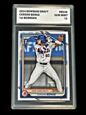 Carson Benge Graded 10 Gem Mint 2024 1st Bowman Rookie Mets