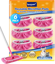 Reusable Microfiber Mop Pads Compatible with Swiffer Sweeper, 6 Pack Pink Wash