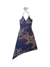 VTG Y2k Fairy Dolly Brown Cream Flower Asymmetrical Charlotte Russe Dress Size S