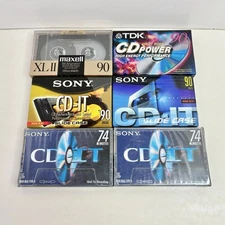 6 Cassette Tape Lot High Bias Sony CD-IT, TDK CD Power, Maxell XL II -90, 74Min