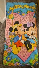 Vintage Disney Mickey and Minnie Mouse Kids Sleeping Bag Camping Nap 55" x 27"