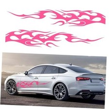 Flame Graphics Vinyl Car Body Side Door Decals Sports Racing Stripe Pink