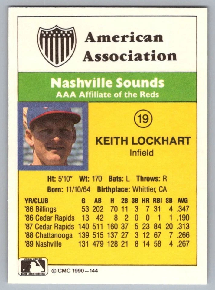 1990 CMC Keith Lockhart Nashville Sounds #19 - Image 2 of 2