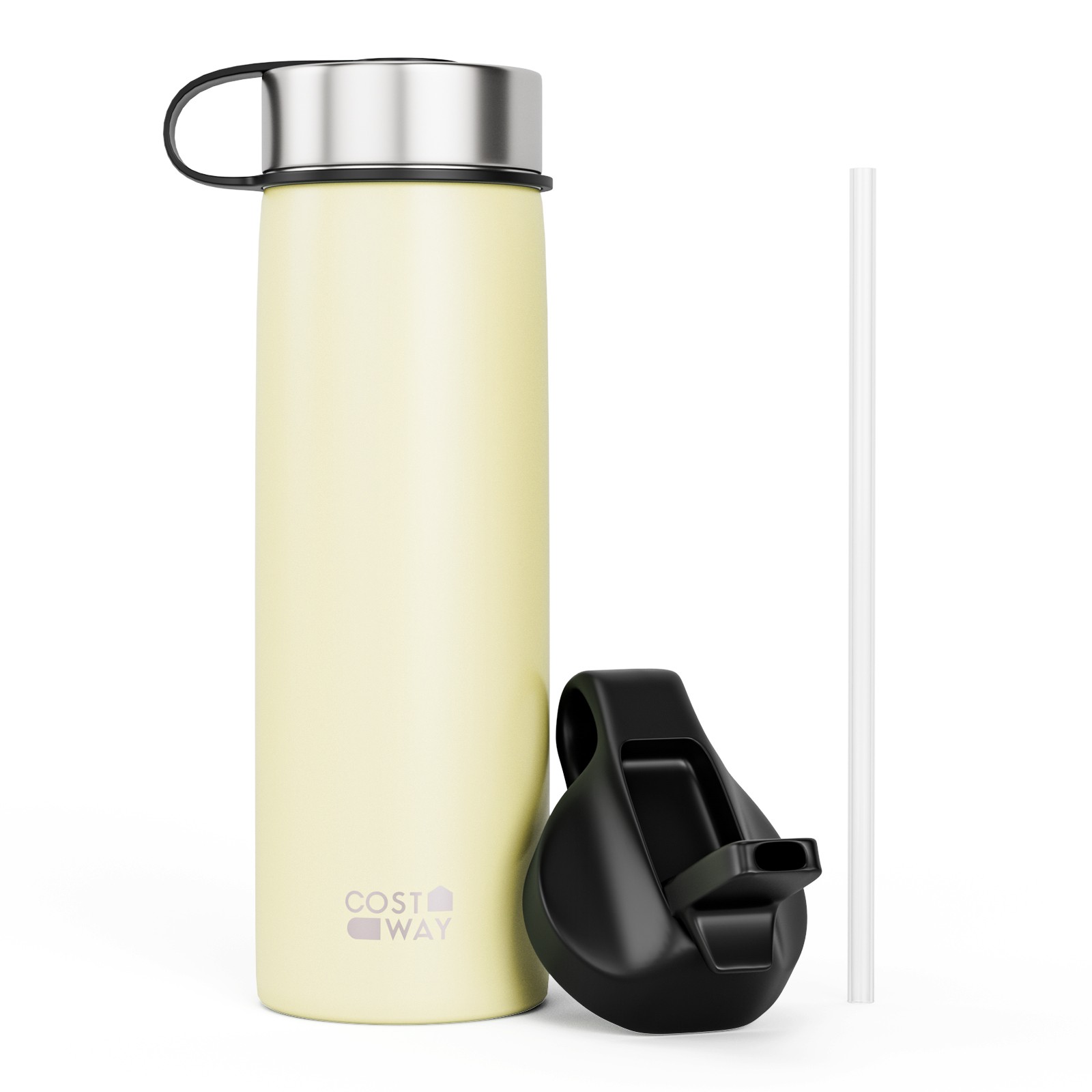Stainless Steel W/ 2 Lids & Straw