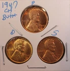 1947 P D S LINCOLN WHEAT CENT PENNY 1C CHOICE RED BU+++ SET (3 COINS) 471296