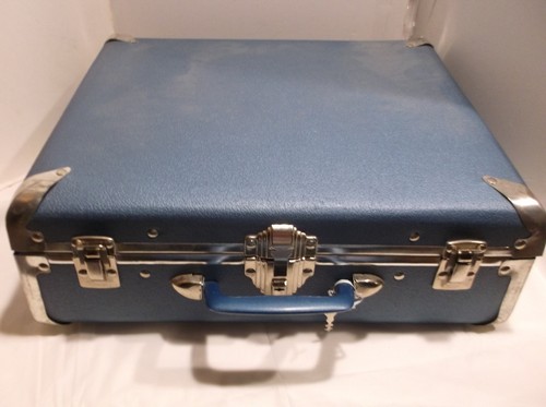 Vintage Blue Hard Case Roller Derby Skates with Key