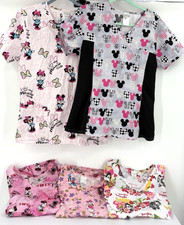 Disney Mickey, Minnie, Donald, Daisy, Chip  Dale Scrub Tops  Lot of 5  Size M