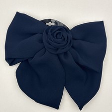 Vintage Hair Bow Clip Navy Blue Rosette Bow Cottagecore Romantic Coquette NOS