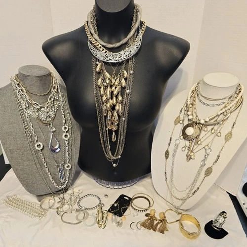 Vintage Now Gold Tone Costume Jewelry Lot 40 pieces