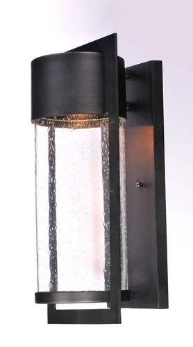 Maxim Focus 18" Modern Black and Seeded Glass LED Outdoor Wall Light - Picture 2 of 4