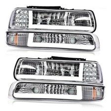 Clear Lens LED DRL Headlight Assembly for Chevy Silverado 1999-2002