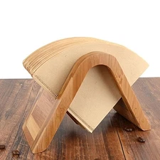 Bamboo Coffee Filter Holder - Storage Rack & Stand for 4 Filter Papers (Type A)