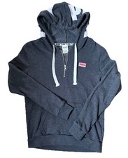 PINK Women s 1/4 Zip Pullover Hooded Sweatshirt Dark Gray Size Small