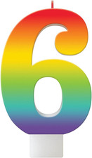 Birthday Celebration Rainbow 6 Candle Number