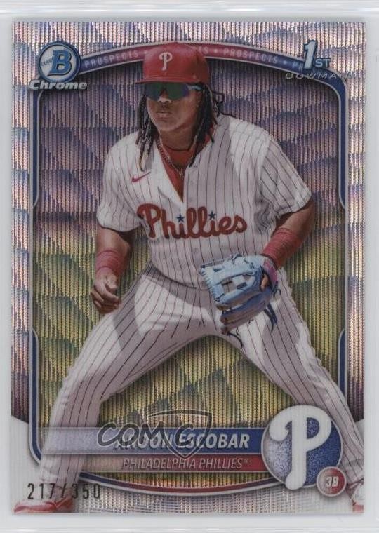 2025 Bowman Chrome Prospects Wave Refractor 217/350 Aroon Escobar #BCP-65 sc8