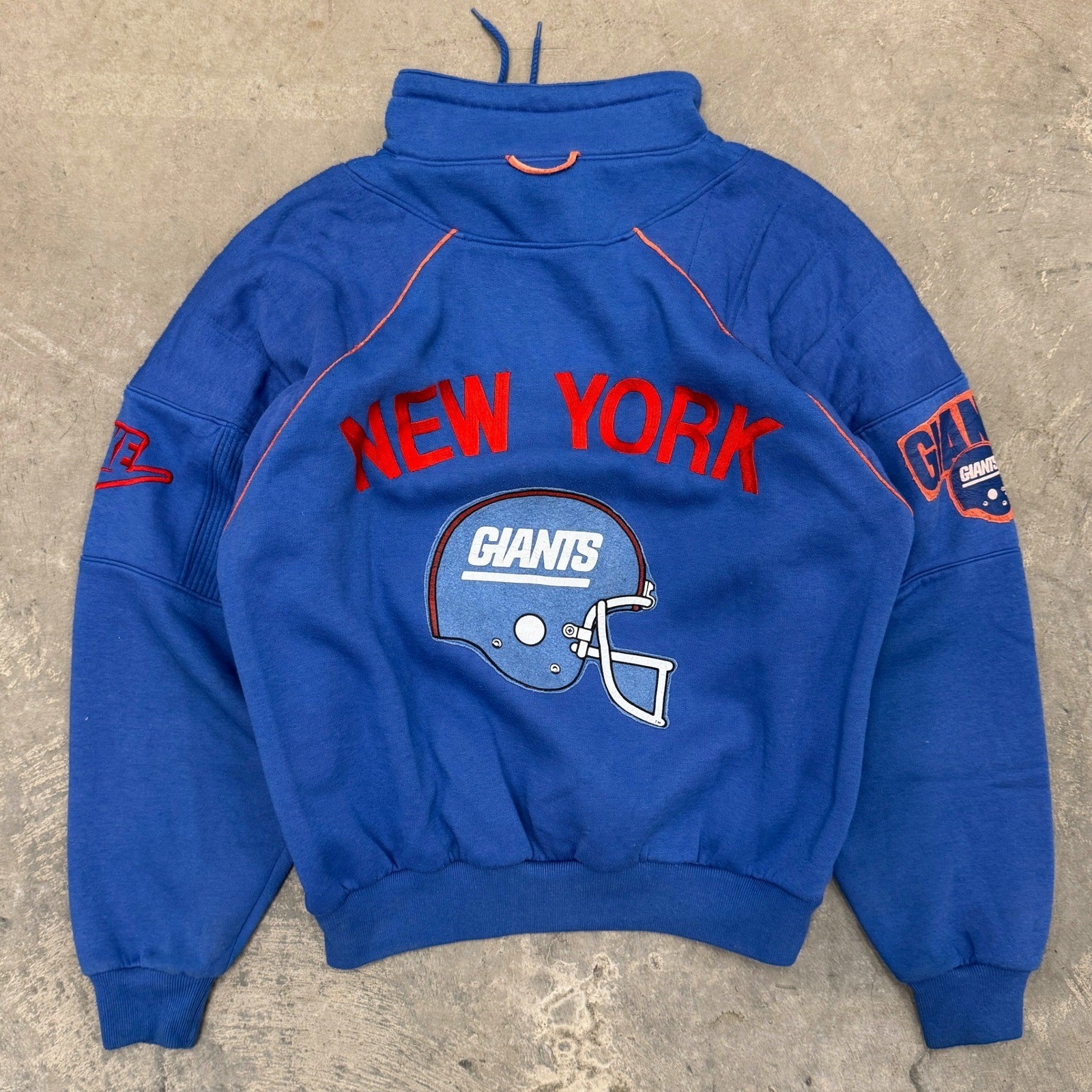 Vintage 90's Nike New York Giants NFL Blue Quarter Zip Sweatshirt - Medium image 5