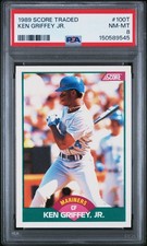 1989 SCORE TRADED #100T KEN GRIFFEY JR. ROOKIE RC PSA 8
