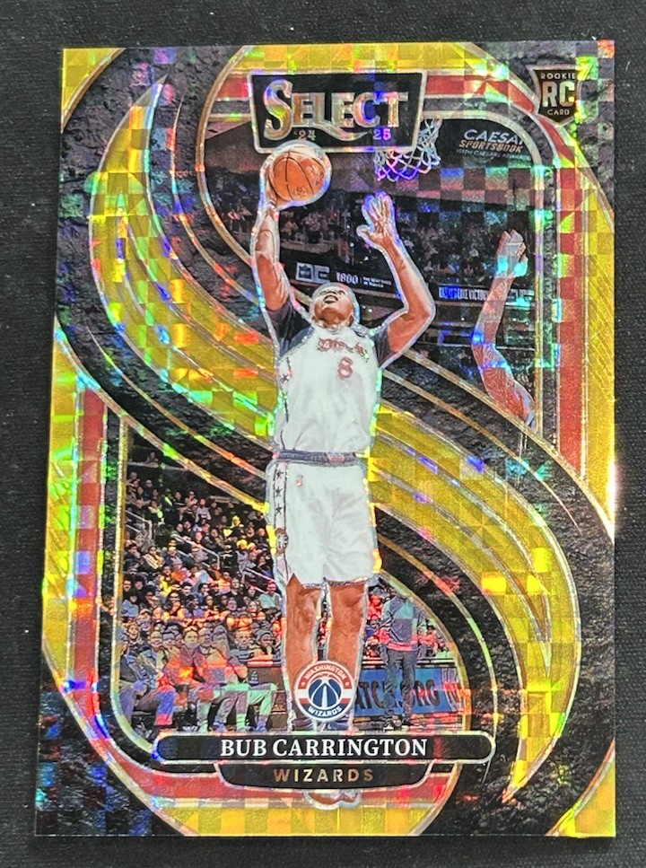 Bub Carrington 2024-25 Select Gold /10 RC Premier Level 🔥 Wizards #197