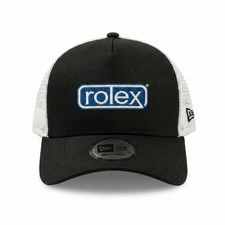 rolex Logo Embroidered Hat Black/White Trucker Mesh Cap Adjustable