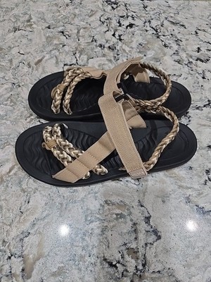 Megnya Hiking Sandals Women s Tan Canvas Flip Flop Sandals Size 42 