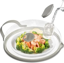 Microwave Splatter Cover with Water Steamer for Food - 10 Inch Steam Microwave S