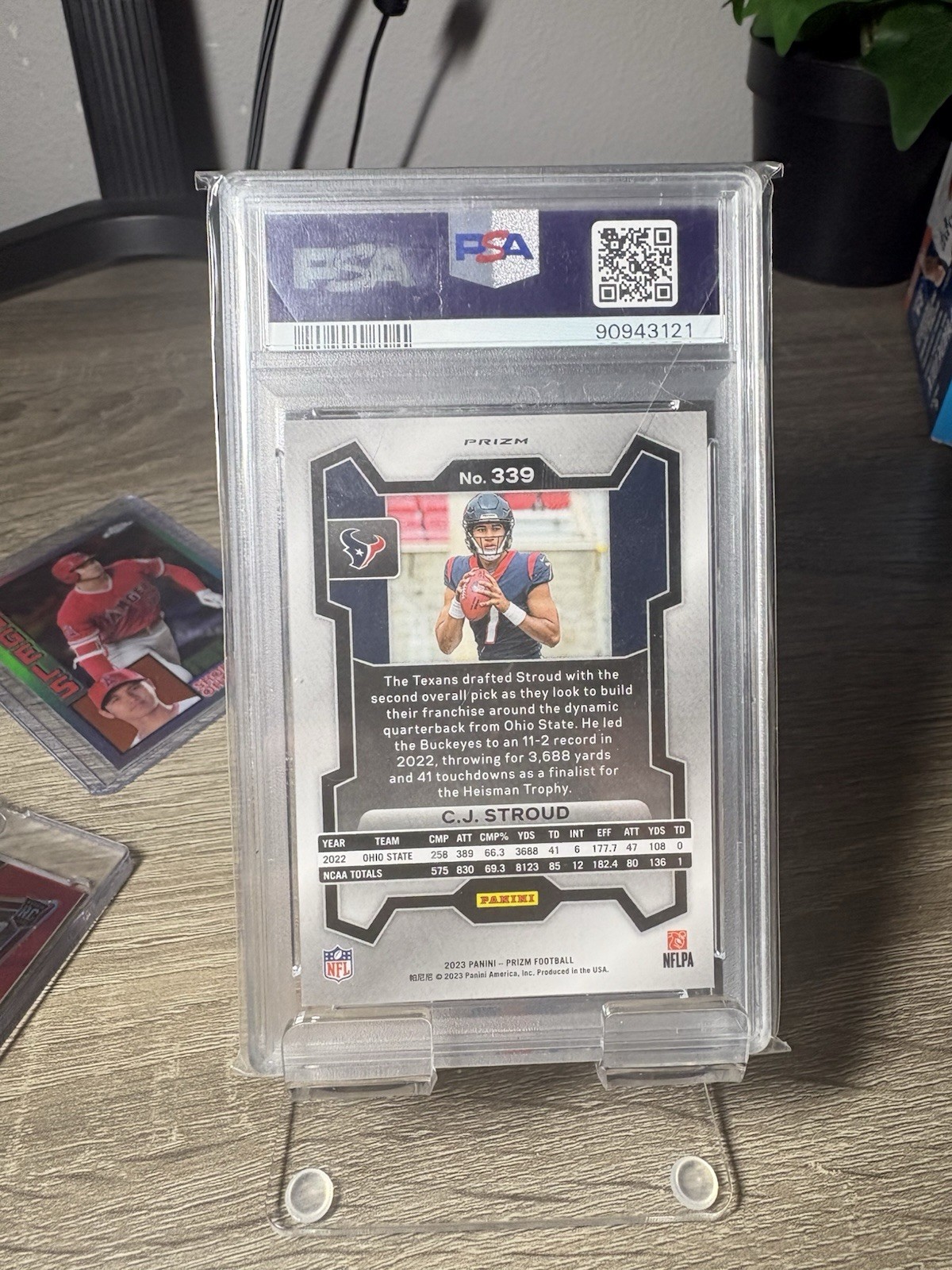 C.J. Stroud Panini Prizm 2023 Black & White Checker Prizm RC #339 PSA 9 view 2