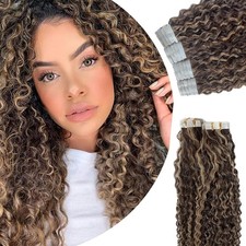 16" Brown to Blonde Jerry Curly Hair Extensions for Women Daily 77E461401