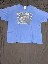 Harley Davidson Looney Tunes Ride Free 2XL Short Sleeve Blue T Shirt