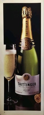1984 Taittinger Champagne Print Ad - Brut Reserve Reims France Bottle Cork Flute