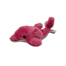 Aurora Sea Sparkles Pink Dolphin Plush Silver Belly Stuffed Animal Toy 8 Inch