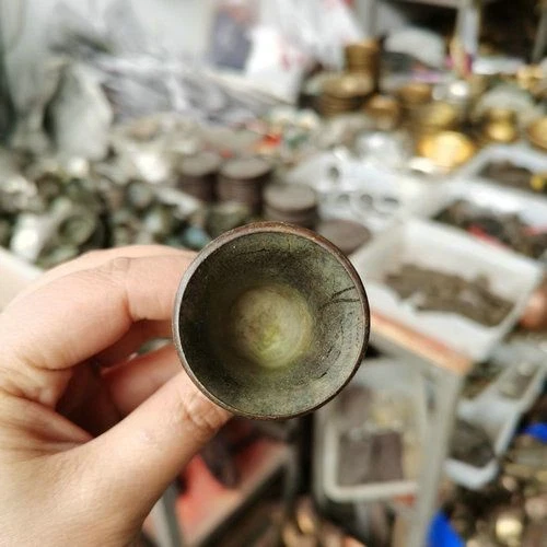 1 taza de ofrenda taoísta cobre doble dragón estilo copa de vino de agua Foto 4 de 4