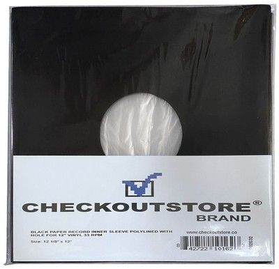 COS Black Paper Record Inner Sleeves Polylined With Hole 12'' Vinyl 33 RPM
