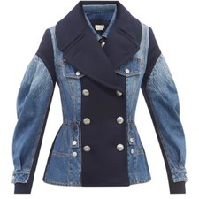  ALEXANDER MCQUEEN  Hybrid Peplum-Hem Denim A...
