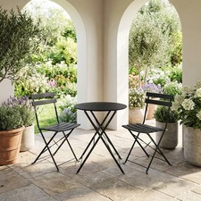 Tavolo da Giardino Pieghevole Set Tavolo + 2 Sedie 59 cm Nero Giardini del Re