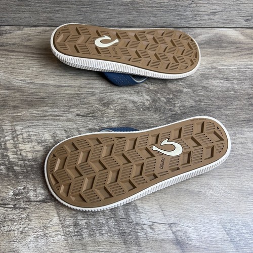 OluKai Ulele 10435-TFTF Mens US 8 Flip Flop Navy Casual Slip On Thong Sandals - Picture 11 of 13