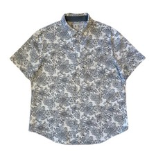 Penguin Munsingwear Shirt Mens XL Floral Button Up Short Sleeve Black White