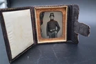Civil War Era 10 Type Photo Union Soldier Cappy And Sword Leather Case 1862
