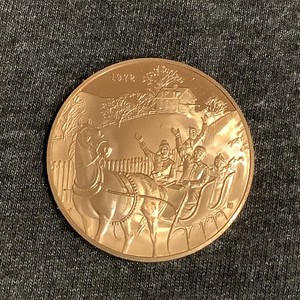 Medal - 1972 Christmas Bronze - Sleigh Ride - Franklin Mint 
