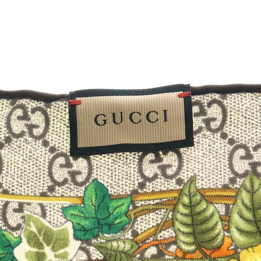 Auth GUCCI GG Pattern Twill Scarf Stole 100％ Silk Brown MultiColor from japan thumbnail 10