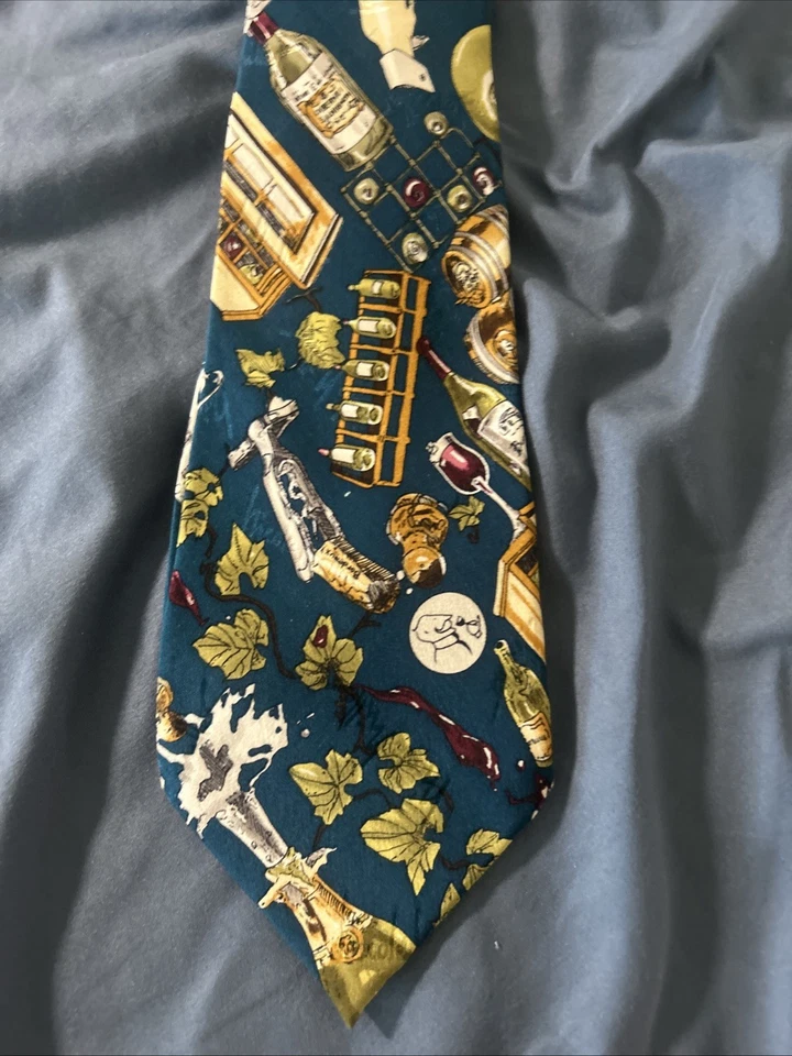 Nicole Miller Neck Tie Vintage 1994 Champagne Food & Wine Hand Sewn 100% Silk - Image 2 of 4