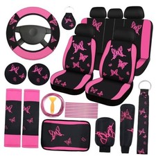 43 Pcs Butterfly Car Seat Full Set Butterfly Car Accessories for Pink, Black