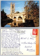 Magdalen Tower & Bridge Oxford UK Vintage J. Arthur Dixon Postcard 1950s